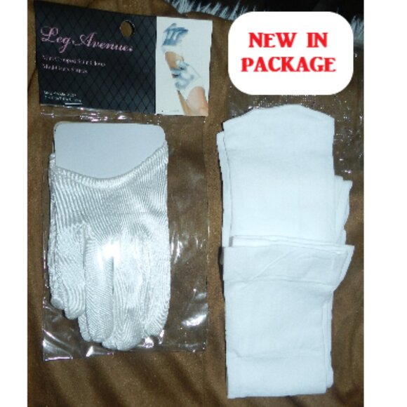 Leg Avenue White Mini Cropped Satin Gloves & Thigh High Stockings 🆕SHIPS⌚😮‍💨⚡ - Picture 3 of 13